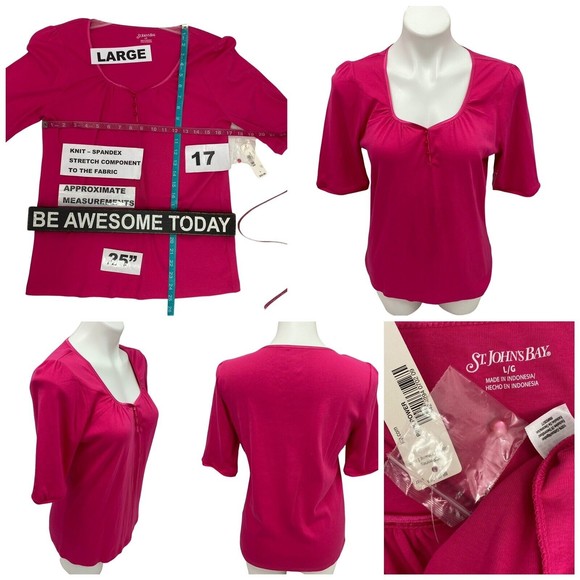 Lot of 3 Womens Tops Jacket Combo Large Blouse Tee Floral Pink Red Sweetheart - Picture 3 of 12